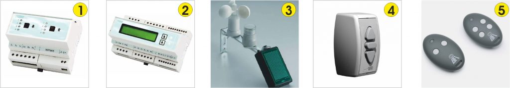 Mingardi Pencere Otomasyonu ve Güneş kırıcı sistemlere ait aksesuarlar. Aksesuarlar